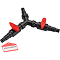 Miniatyrbillede 1 af 3: 3-vejs fordeler 20/25mm (3/4 1\") Y-splitteradapter Justerbar ABS Y-fordeler Slange rørforbindelse til damppumpe Havevandslange og vandløb