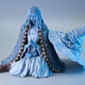 Miniatyrbilde 2 av 3: Harpiks skrivebordsornament skulptur, hode ned heks med fire hender, skrivebordsdekorasjon