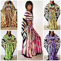 Miniatyrbillede 3 af 3: Sommerfugl Zebra Stribet Mønster Oversize Satin Batwing Kimono Cover Up Kaftan