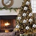 Miniatyrbild 5 av 5: Konstgjorda Julstjärnor Dekorationer Julgranspynt Glittrande Blomma för Jul, Bröllop, Festligheter (8 stycken)