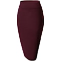 Miniatyrbilde 4 av 5: Kvinners elastisk midje stretch bodycon midi blyantskjørt vinrød L