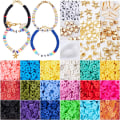 Miniatyrbillede 1 af 5: 4800 stk. flade runde polymer ler afstand perler til smykkefremstilling armbånd D