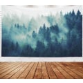 Pikkukuva 3 / 5: Harmaa seinävaate, seinävaatteet sisustus olohuone makuuhuone kotiin Inhouse by Printed 150*130cm tuumaa maisemaan, jossa kuusimetsä hipster-vintage-retrotunnelmassa