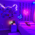 Miniatyrbild 2 av 3: Narasios Butterfly Neon Logo Fjäril Sovrum Vägg LED 2 Delar Universitet