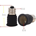 Miniatyrbilde 5 av 5: E12 til E14 lampebaseadapterkonverter, lampebaseadapter for glødelampe, LED, halogen energisparende lamper (10 stk, svart)