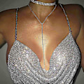 Pikkukuva 3 / 5: Rhinestone-rintaliivi bikinit ketju hopea kristalli rintaketju valjaat B