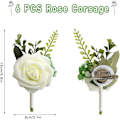 Miniatyrbilde 3 av 4: 6 Brudgommens Bryllupsknapphull, Rose Knapphull, Bryllupsknapphull, Rose Bo