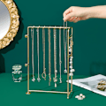 Miniatyrbild 2 av 4: Smyckesställ förvaring låda, metall smyckestorn, halsbandshållare med krok för smyckendisplay, guld