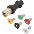 Miniatyrbillede 1 af 4: 6,35 mm Trykvaske Adapter Hun Hurtigkobling Tilbehør til Karcher K2 K3 K4 K5 K6 K7 med 5 Multi-trins Power Dysespidser