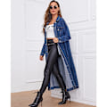 Miniatyrbild 3 av 5: Kvinnors mode vår knapp ner midi lång denim jean jacka trenchcoat