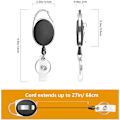 Pikkukuva 3 / 5: Retractable Keychain [3 kappaletta], 68cm Retractable Badge Holder vahvistetulla jousella ja kestävällä narulla matkakortille, luottokorteille, housuille ja vyölle