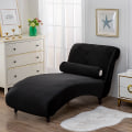 Miniatyrbild 2 av 5: Chaise Lounge-överdrag i sammet, stretchigt överdrag för fåtölj, lyxigt överdrag för vardagsrum, mjukt möbelskydd för hund, maskintvättbart, svart