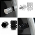 Miniatyrbillede 5 af 5: 8 stk. dækventilhætter i aluminiumlegering, sølv/sort, 16*9 mm