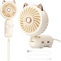 Pikkukuva 1 / 5: Kädessä pidettävä tuuletin, Mini USB -tuuletin, Ladattava akkukäyttöinen kannettava tuuletin, 3 nopeutta. (C)