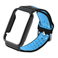 Miniatyrbillede 3 af 5: Åndbar Silikon Urrem med Beskyttelsesbumper Tilbehør Passer til Mi Band 7 Pro Sort Blå og Sort Etui[C]