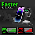 Miniatyrbild 2 av 4: Trådlös laddningsstation för flera enheter: 3 i 1 snabbladdningsstativ för Apple-produkter iPhone 14 13 12 11 Pro Max XS XR X 8 Plus Svart