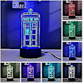 Miniatyrbillede 1 af 5: Tardis 3D Illusion LED Doctor Who Soveværelseslampe Natlys RGB 16 Farver Fjernbetjening Bordlampe (1)