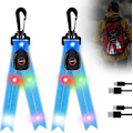 Miniatyrbild 1 av 5: 2-pack LED-blinkande ljus för barn, USB-uppladdningsbart blinkande ljusreflektor, skolväska-ljus för skolväska, ryggsäck, vandring, jogging