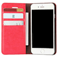 Miniatyrbild 5 av 5: För iPhone SE (2020)/SE (2022)/8/7 4,7 tum Oljad Kant Crazy Horse Äkta Läder Fäst Hård PC Inre Fodral Plånbok Stativ Flipp Telefonfodral - Svart Red