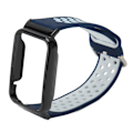 Miniatyrbillede 4 af 5: Åndbar Silikon Urrem med Beskyttelsesbumper Tilbehør Passer til Mi Band 7 Pro Mørkeblå Hvid og Sort Etui[C]