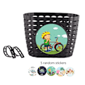 Miniatyrbild 4 av 5: Barncykelkorg för pojke flicka främre cykelstyren vattentät korg med fästrem tonåring liten cykelkorg (C) Orange with stickers