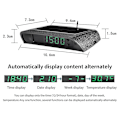 Miniatyrbillede 5 af 5: Bils ure med natdisplay termometer Auto Intern Stick-on Digital ur Solcelled 24-timers bilur