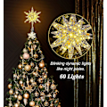 Miniatyrbild 4 av 5: 60 LED-lampor Metallisk Stjärntopp för Julgran Batteridriven Moravisk Stjärna 3D Stjärna Trädtopp Julgransdekoration med 6H Timer, 13.78 tum/