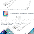 Miniatyrbillede 4 af 5: [Opgraderet] 2 i 1 Lydopladningskabel Kompatibel med iPhone/iPad, Oplad og Afspil Musik Samtidig Støtte til Bilstereo/Højttalere/Høretelefoner med
