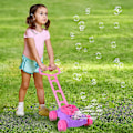 Miniatyrbild 3 av 5: Bubbelgräsklippare för småbarn | Elektronisk bubbelblåsare | Roliga bubbelblåsande leksaksbilar för barn | Bubbelvätska ingår | Julgåva Pink