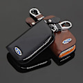 Miniatyrbillede 2 af 5: Læder Ford Nøgleholder Keychain Nøgleetui Pengepung Fjernbetjening Etui Dækning Mønt Holder Lynlås Taske Black Without Label
