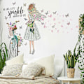 Miniatyrbild 1 av 5: 1st DIY Fe Älva Flicka Cykel Väggdekor Blomma