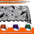 Miniatyrbild 5 av 5: Halloween-Duk 1-Pack, Rektangulär Svart Spets Polyester, Spindelnätsdesign för Spöklikt Matbord, Maskintvättbar, Mångsidig Användning, 60\"