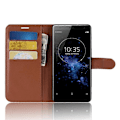 Miniatyrbillede 4 af 5: Læderetui med lomme og stander til Sony Xperia XZ3 med Litchi-struktur Brown
