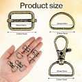 Miniatyrbild 3 av 4: 56 st Nyckelringskrokar med D-ringar Set Väskbeslag för Väskframställning Snodd Snap Hooks Swivel Clasp (C)
