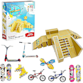 Miniatyrbillede 2 af 3: STASHABLES Finger Skateboard Ramp Sæt  Finger Skatepark Kit 16 Dele  Skate Park Kit Inkluderer Skateboards, Ramper, Scootere, Skøjter, Cykler og Caster