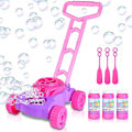 Miniatyrbild 1 av 5: Bubbelgräsklippare för småbarn | Elektronisk bubbelblåsare | Roliga bubbelblåsande leksaksbilar för barn | Bubbelvätska ingår | Julgåva Pink