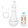 Miniatyrbild 1 av 5: USB Laddningsbar Glödlampa med Fjärrkontroll, 7W LED Batteridriven Glödlampa, E27 Touch-Dimbar Glödlampa med Timerfunktion, Utomhus Camping Nödsituation