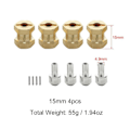 Miniatyrbilde 3 av 5: RC Messing Hjul Hex Hub Drive Adapter 4 stk. For Axial Scx10 RC Crawler 15mm (C)