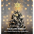 Miniatyrbillede 2 af 5: 60 LED Lys Metal Stjerne Topper til Juletræ Batteridrevet Moravisk Stjerne 3D Stjerne Trætop Juletræ Dekoration med 6H Timer, 13.78 tommer/