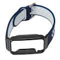 Miniatyrbillede 2 af 5: Åndbar Silikon Urrem med Beskyttelsesbumper Tilbehør Passer til Mi Band 7 Pro Mørkeblå Hvid og Sort Etui[C]