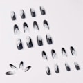 Miniatyrbillede 2 af 5: KATEA 24 stk. Stiletto Kunstige Negle, Matte Sommerfugl Tryk-på Negle, Sorte Medium Falske Negle Fuld Dækning Negle til Kvinder og Piger. Bemærk: Ingen lim. (C)