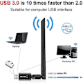 Miniatyrbild 2 av 5: Realtek RTL8812BU USB WiFi-adapter, Dual Band AC1300 för PC, Multi-Systemkompatibilitet, Hög Gain-antenn för förbättrad nätverkstäckning (Antenn (C)