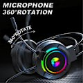 Miniatyrbillede 3 af 5: Gaming Headset 7.1 Stereo Surround Bass Headset Computer Gaming Console Med Mikrofon Rgb Headset