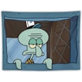 Miniatyrbild 1 av 4: Rolig Squidward Titta på Dig Väggbonad för College Dorm, Sovrum och Vardagsrum Heminredning, Bläckfisk Cartoon Väggbonader Hängande för Presenter 30\"x40\"