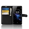 Miniatyrbilde 4 av 5: Lommebokveske i skinn med litchi-tekstur, stativfunksjon for Sony Xperia XZ3 Black