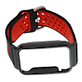 Miniatyrbillede 3 af 5: Åndbar Silikon Urrem med Beskyttelsesbumper Tilbehør Passer til Mi Band 7 Pro Sort Rød og Sort Etui[C]