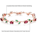 Miniatyrbild 3 av 5: Underbart vitguldpläterat AAA Cubic Zirconia Ädelsten Blomsterranka Armband för Mödrar Flickor Flickvänner (C)
