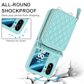 Miniatyrbillede 4 af 5: Rhombic Texture Korttaske Telefonetui til OPPO Find N2 Flip Green
