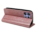 Miniatyrbilde 4 av 5: Etui til Motorola Edge 50 Pro 5G med Skjult Magnetisk Lukking, Kalveskinnsstruktur i Lær - Svart Multicolor Rose Gold
