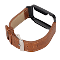 Miniatyrbillede 5 af 5: PU Læder Urrem Vandafvisende Udskiftningsrem til Ur med Sort Rustfrit Stålkasse til Mi Band 7 Pro Brun[C]